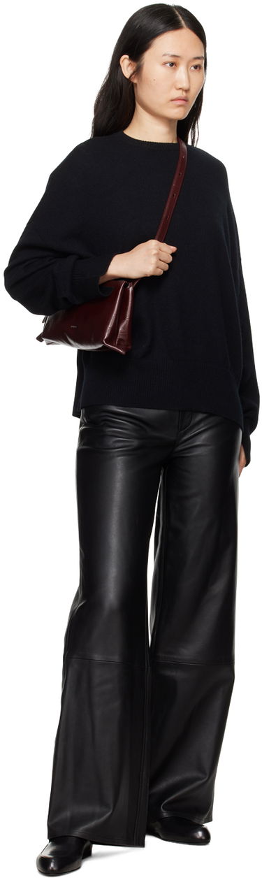 Hlače Loulou de Saison Loulou de Saison Figari Leather Wide-Leg Pants Črna | FIGARI, 3