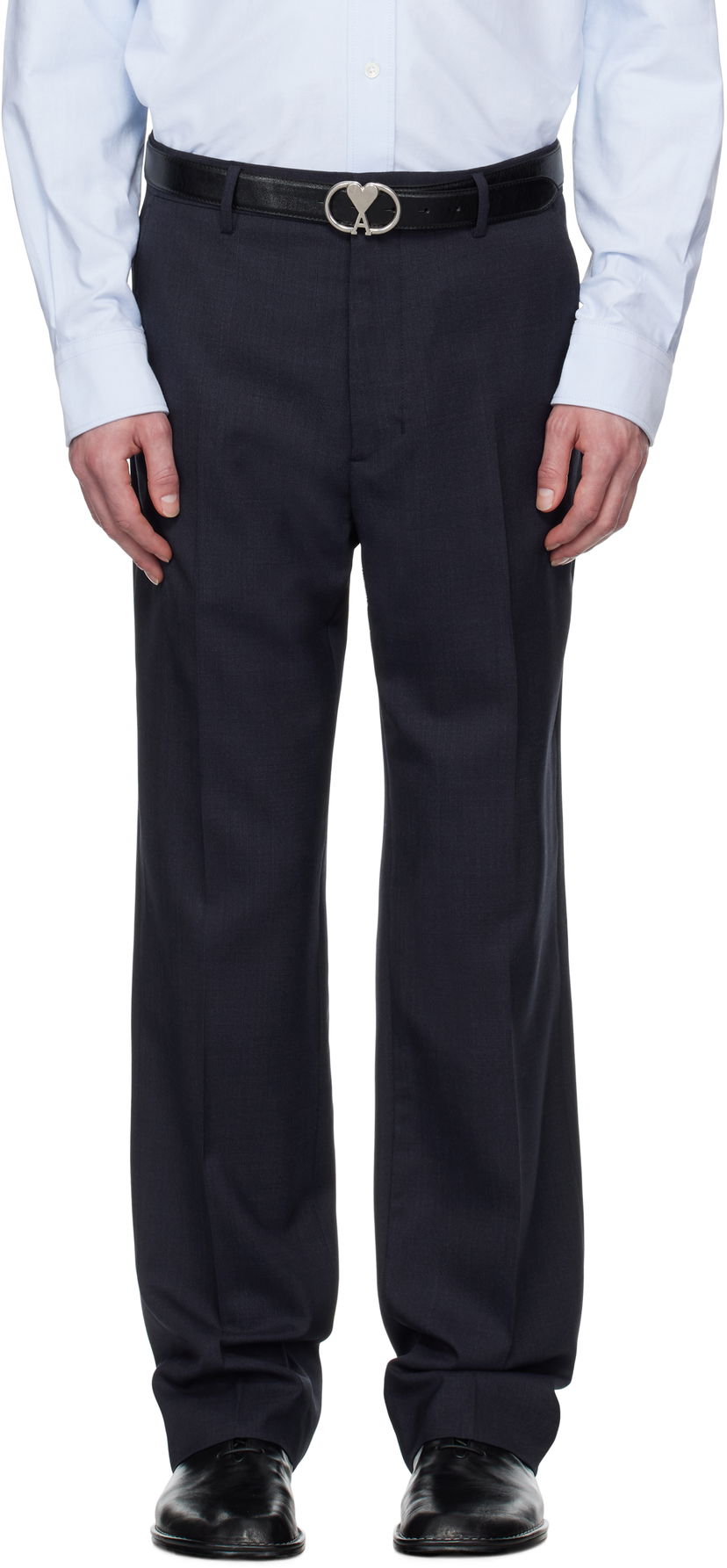 Hlače AMI AMI Paris Straight Fit Trousers Mornarica | HTR506.WV0043