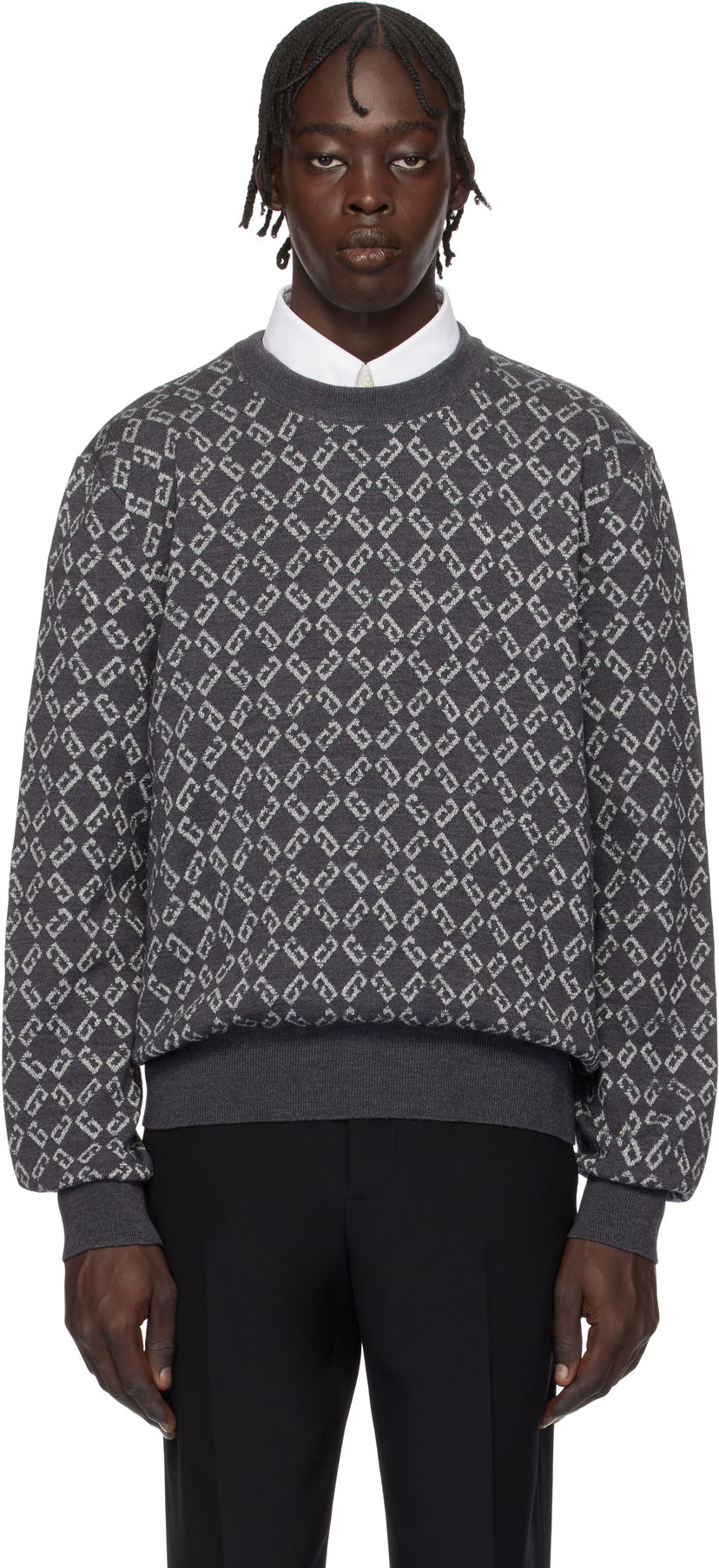 Pleteni pulover Givenchy Monogram Jacquard Sweater Siva | BM90TH4YKY030