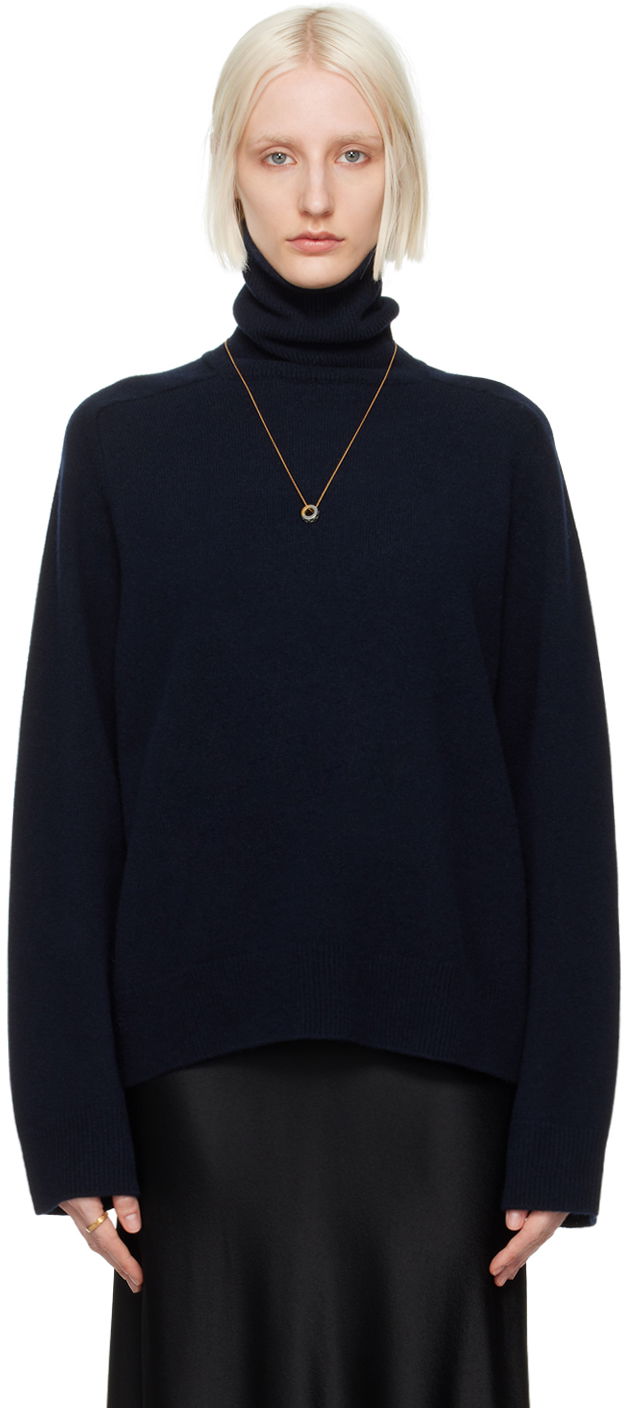 Pleteni pulover Maison Margiela Navy Gauge 7 Turtleneck Črna | S50HL0032 M13058