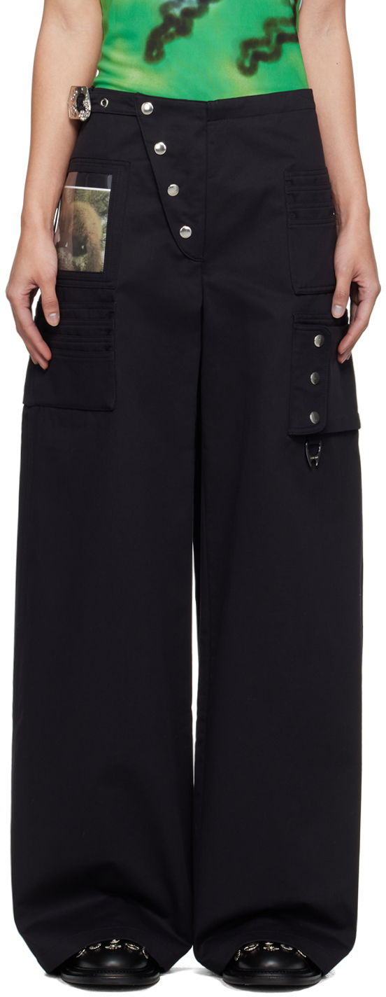 Cargo hlače Chopova Lowena Miller Wallet Black Wide-Leg Trousers Črna | 4077