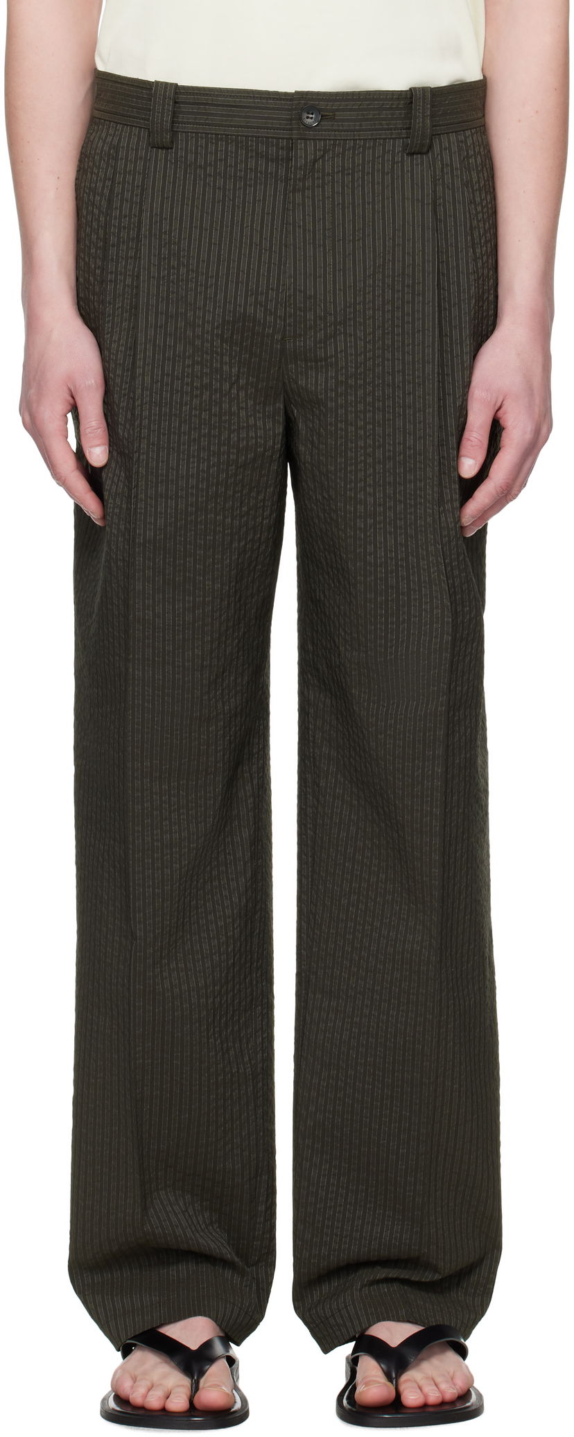 Hlače MAISON KITSUNÉ Maison Kitsuné Relaxed Pleated Trousers Zelena | OM01112WC5032