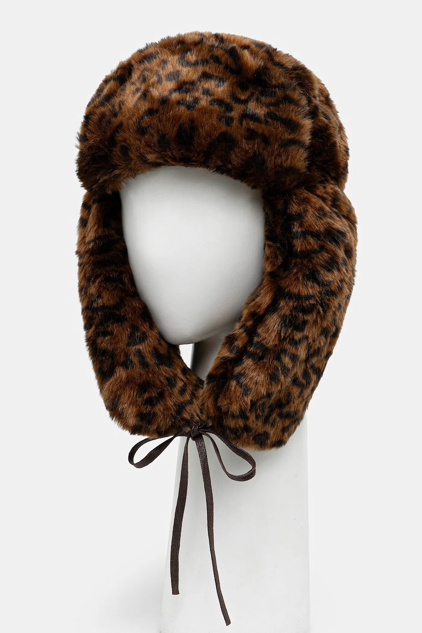 Klobuk Kangol Leopard Print Faux Fur Trapper Hat Rjava | K4266ST.LEOPARD
