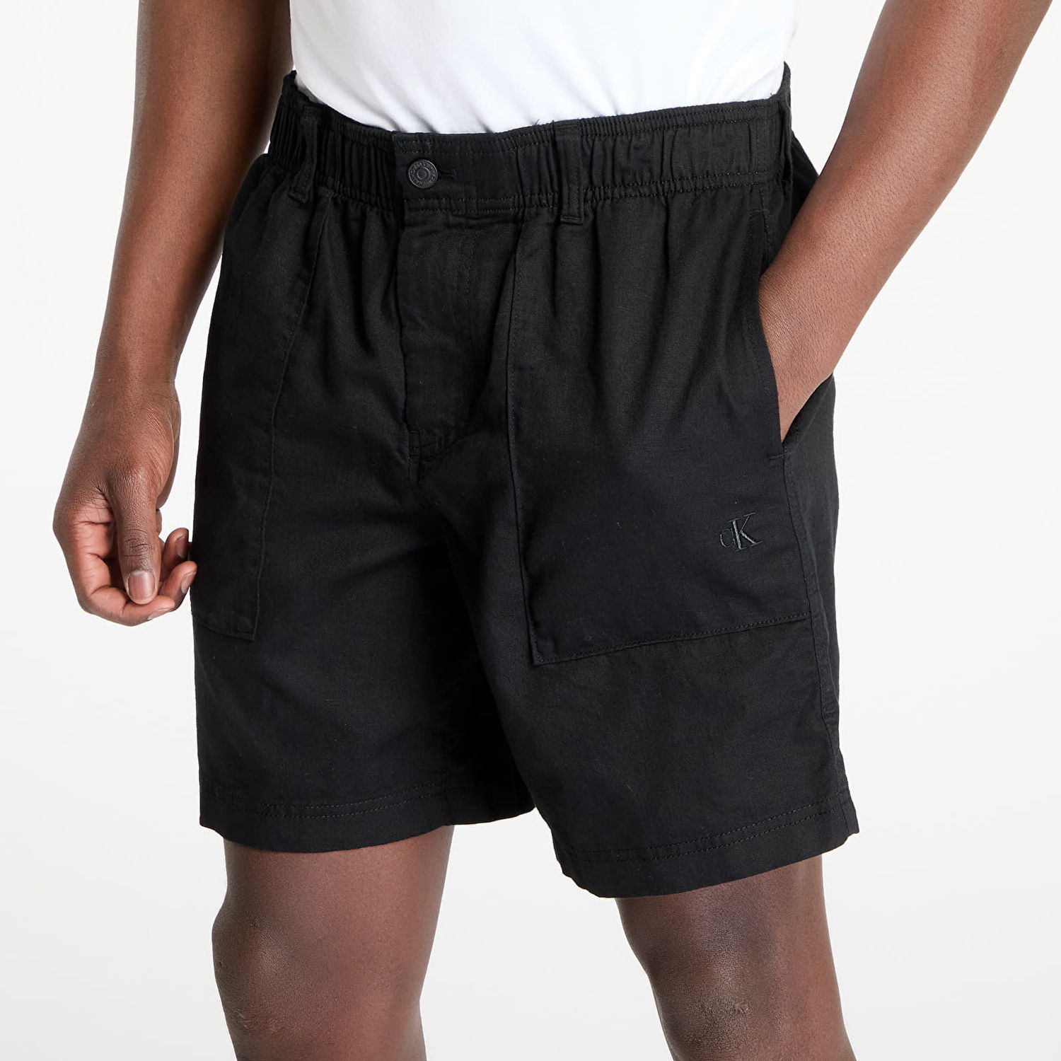 Kratke hlače CALVIN KLEIN Calvin Klein Jeans Linen Shorts Črna | J30J327300 BEH, 1