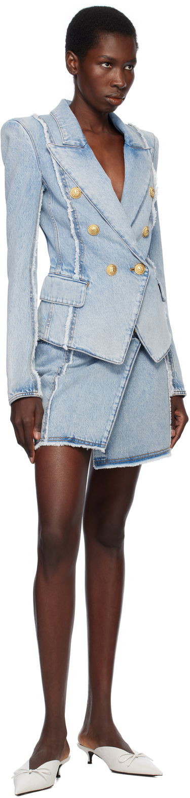Jakna Balmain Balmain 6-Button Tailored Denim Blazer Modra | EF0SG220DF75, 3