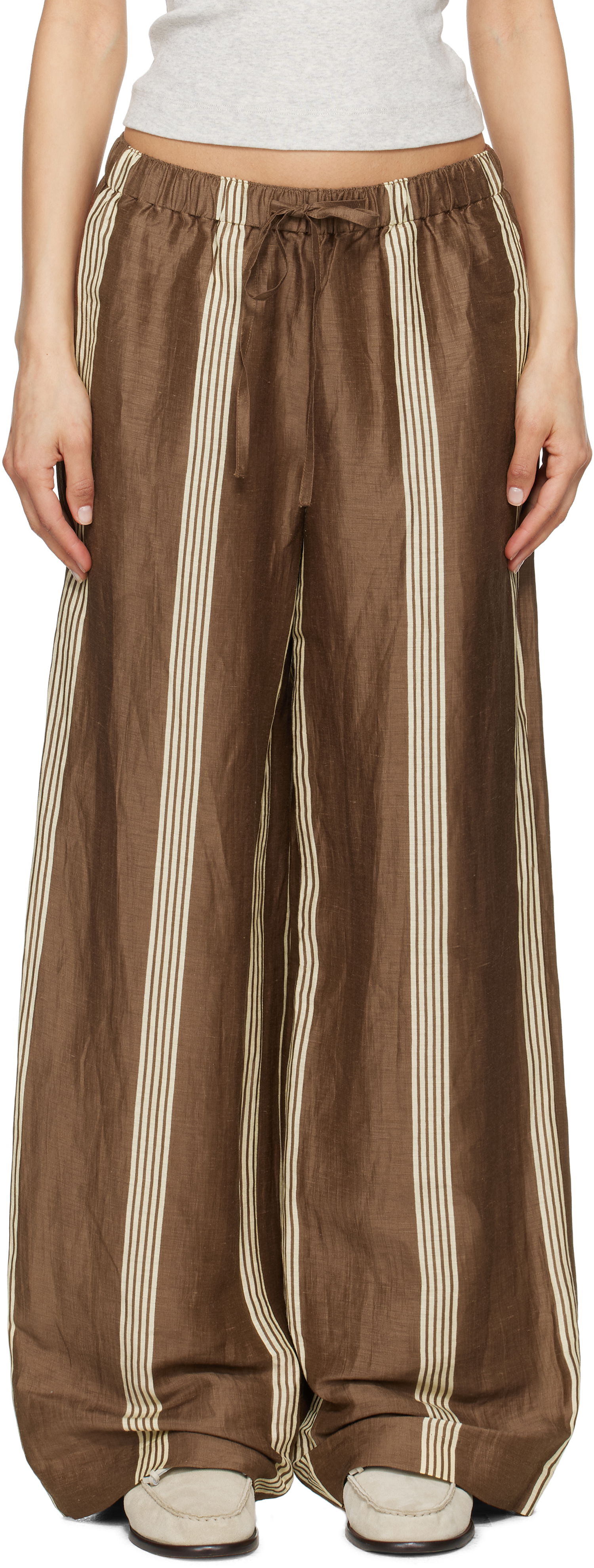 Hlače rag & bone rag & bone Olivia Linen Trousers Rjava | WAW25S70219321, 0