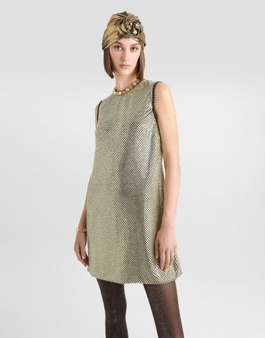 Obleke Dolce & Gabbana Crystal Mesh Dress Kovinski | F6TJMZFLSK3S0997, 3