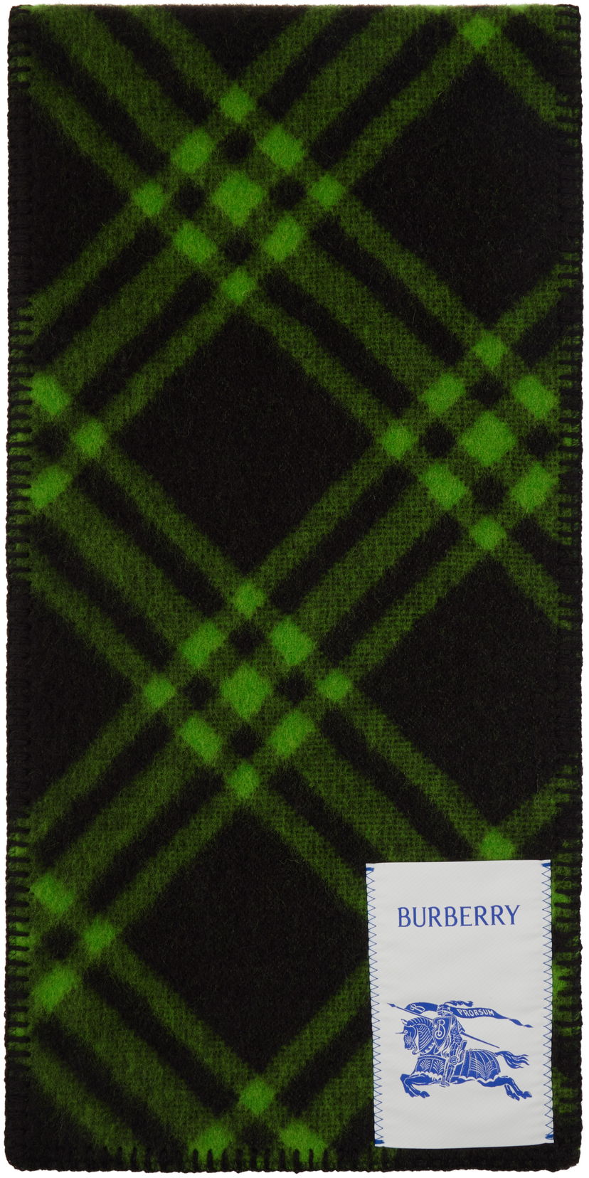 Šala Burberry Wool Scarf with Check Pattern Zelena | 8105481