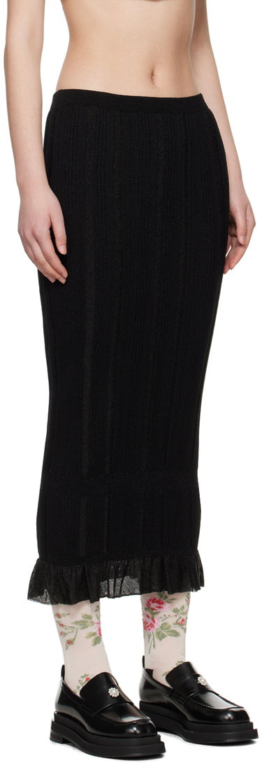 Krila Simone Rocha Simone Rocha Skinny Rib Frill Midi Skirt Črna | HMK35 0624, 1