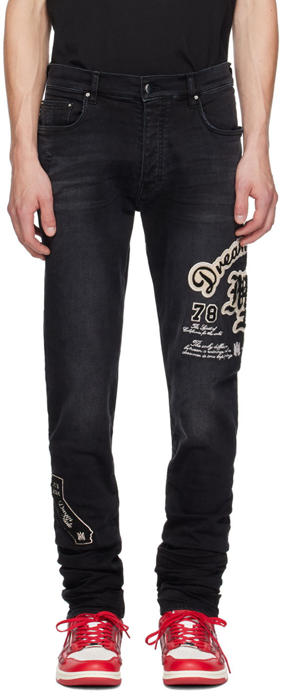 Kavbojke AMIRI Black Dream Team Skinny Jeans Črna | AMDNSY1065