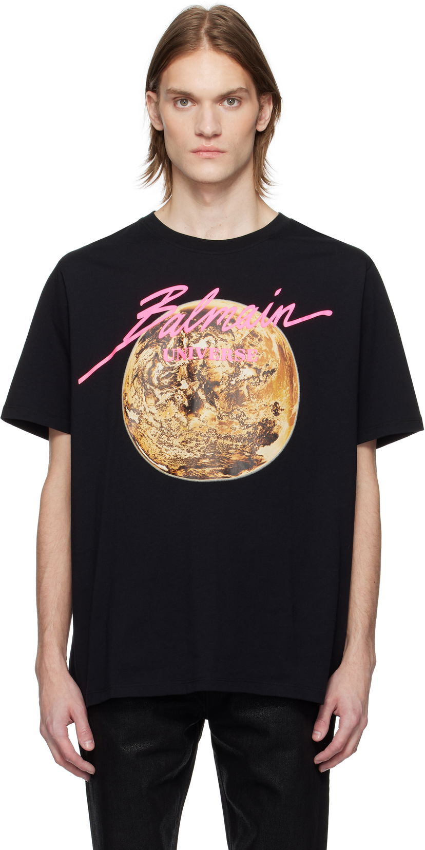 Majica Balmain Balmain 'Universe' Logo & Planet Graphic T-Shirt Črna | EH0EG010GE78
