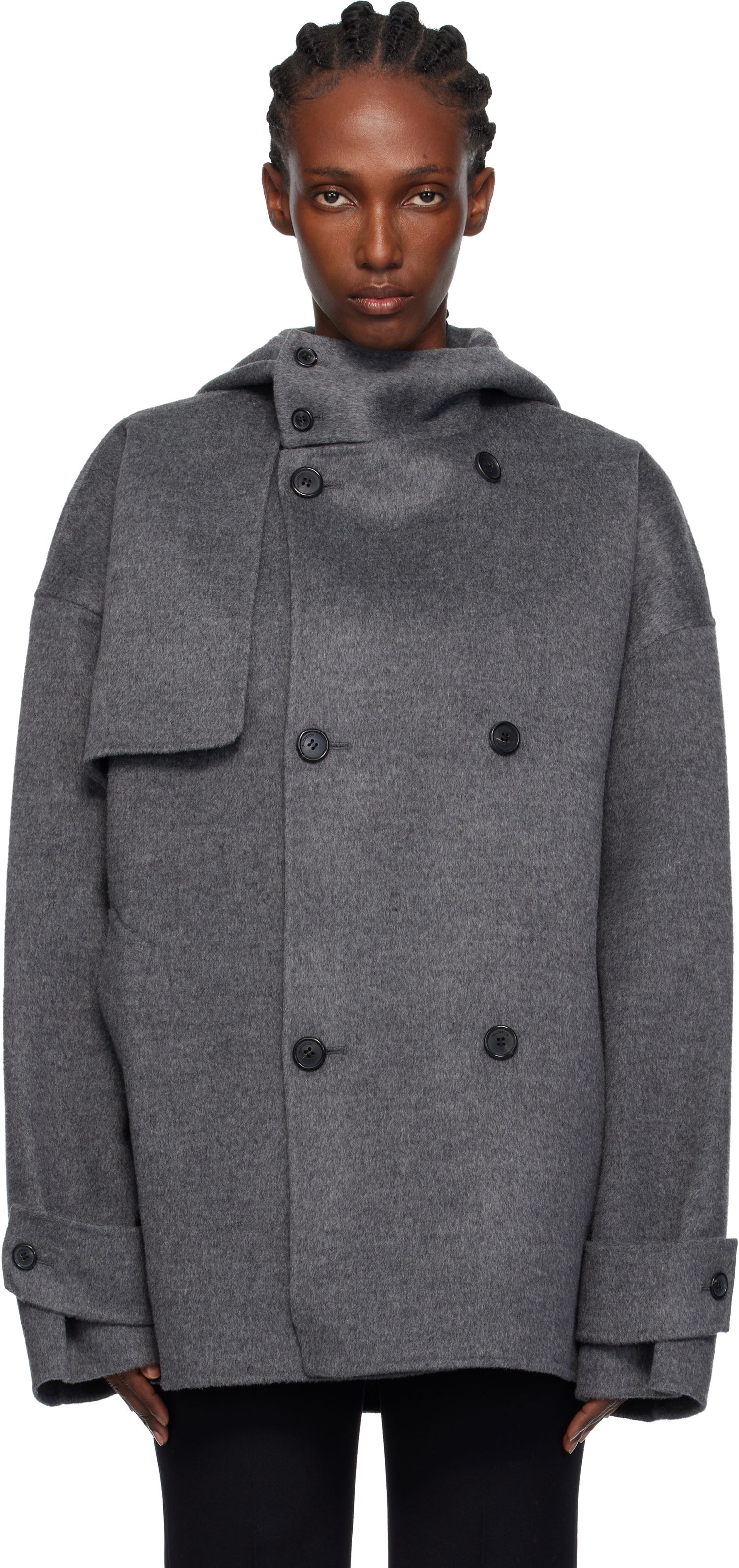 Plašči JW Anderson JW Anderson Oversized Peacoat Siva | CO0343-PG1559, 0