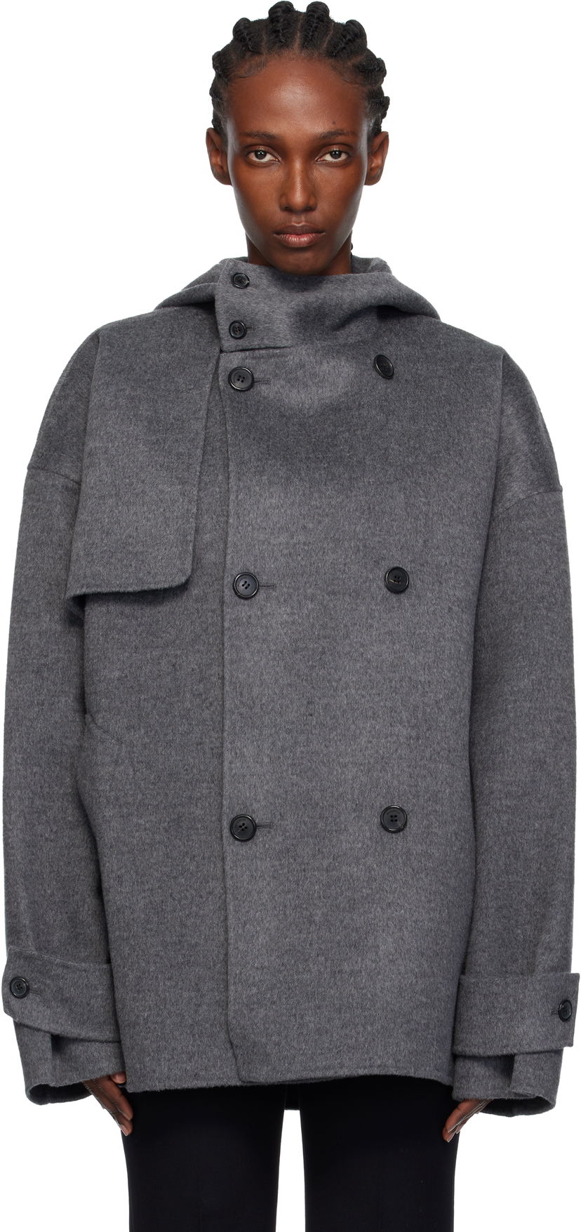 Plašči JW Anderson JW Anderson Oversized Peacoat Siva | CO0343-PG1559