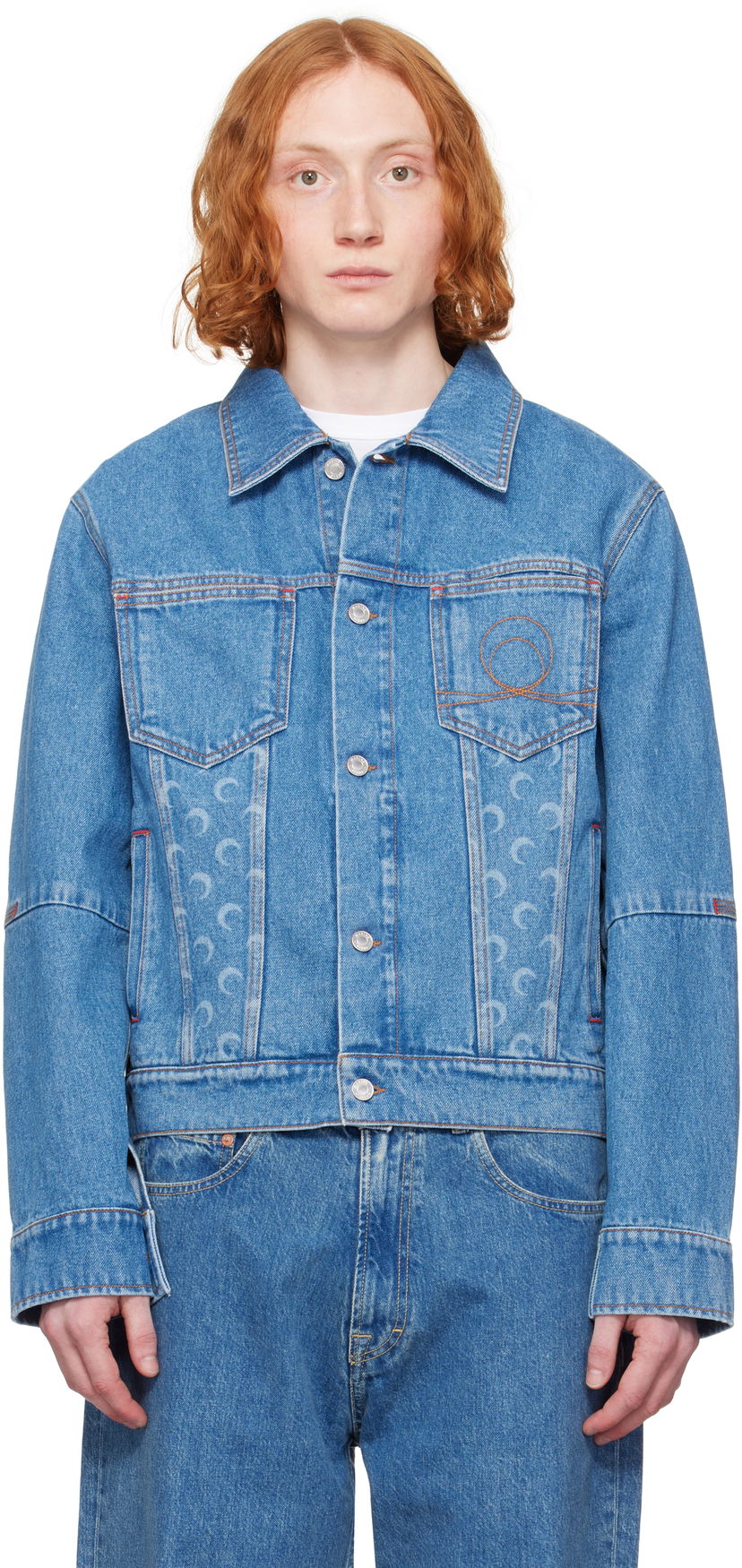 Jakna Marine Serre Marine Serre Moon Laser Denim Trucker Jacket Modra | MJA063A CDEN0002