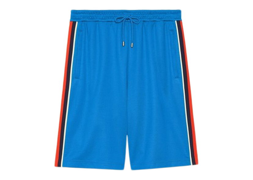 Kratke hlače Gucci Technical Jersey Shorts Blue Modra | 699599XJEES4658