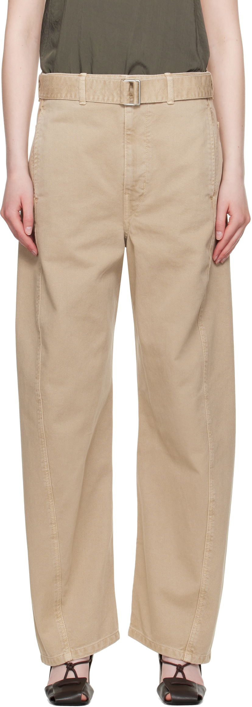 Hlače LEMAIRE Lemaire Twisted Belted Pants Bež | PA326 LD1042