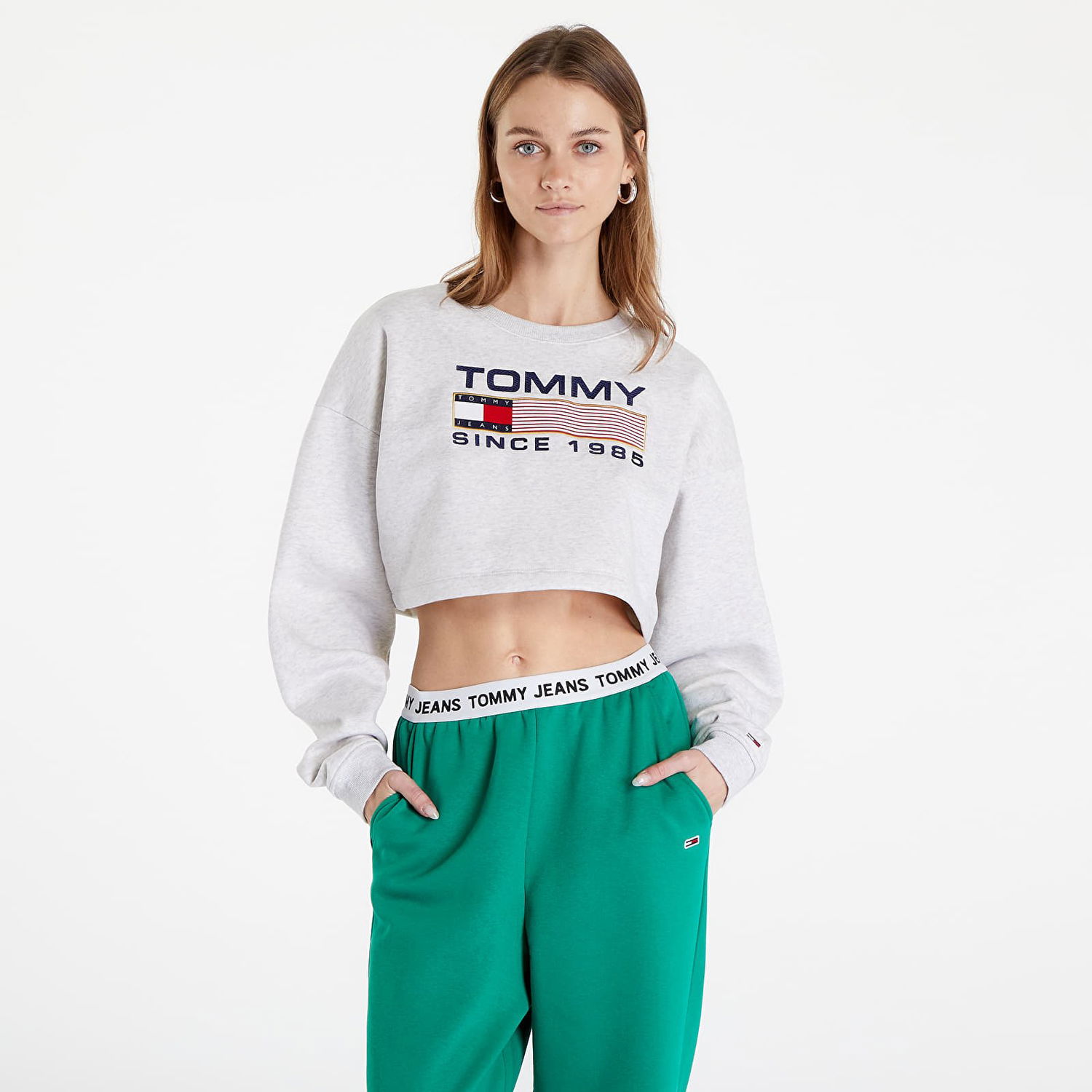 Pulover Tommy Hilfiger Tommy Jeans Super Crop Siva | DW0DW14801 PJ4, 0