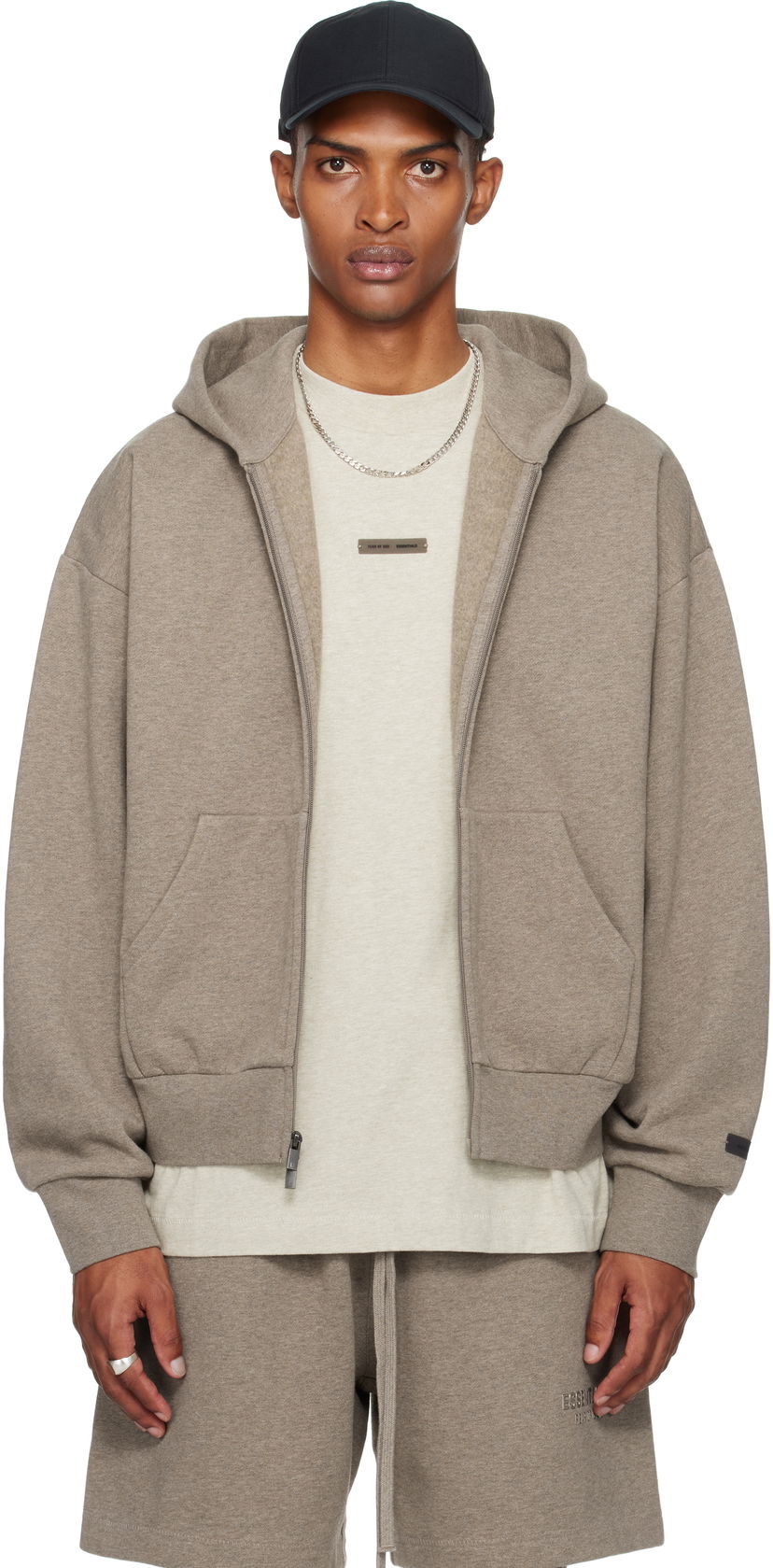 Pulover Fear of God Fear of God ESSENTIALS Classic Fit Fleece Zip-Up Hoodie Siva | 192SP254783F