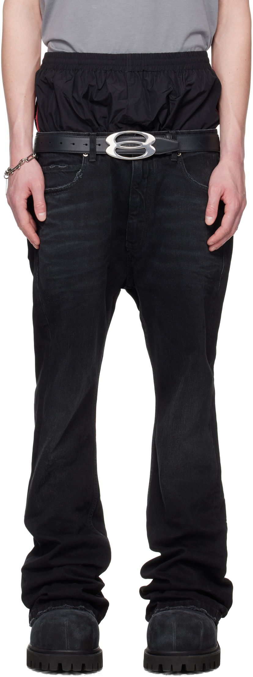 Kavbojke Balenciaga Balenciaga Layered Jeans Črna | 814224TRW58