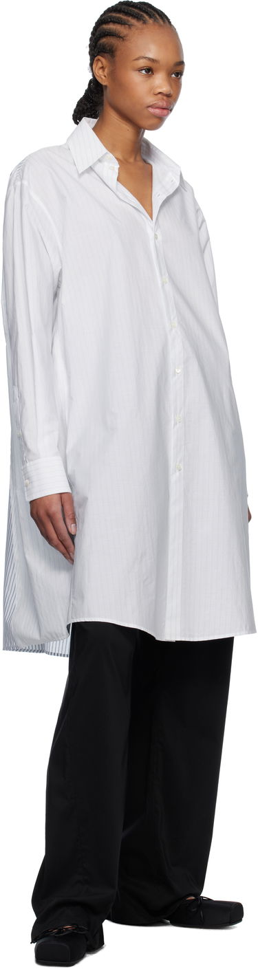 Obleke Maison Margiela MM6 Maison Margiela Spliced Striped Cotton Poplin Midi Shirt Dress Bela | S52DD0059 M35252, 3