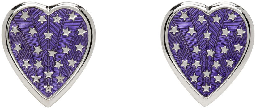 Uhani Chopova Lowena Chopova Lowena Silver Heart Shaped Earrings with Star Design Lila | 6505
