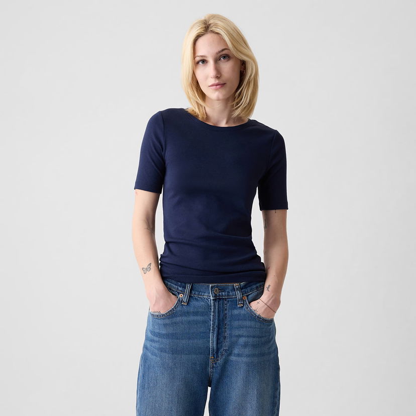 Majica GAP Modern Crewneck T-Shirt Navy Uniform Mornarica | 540635-02