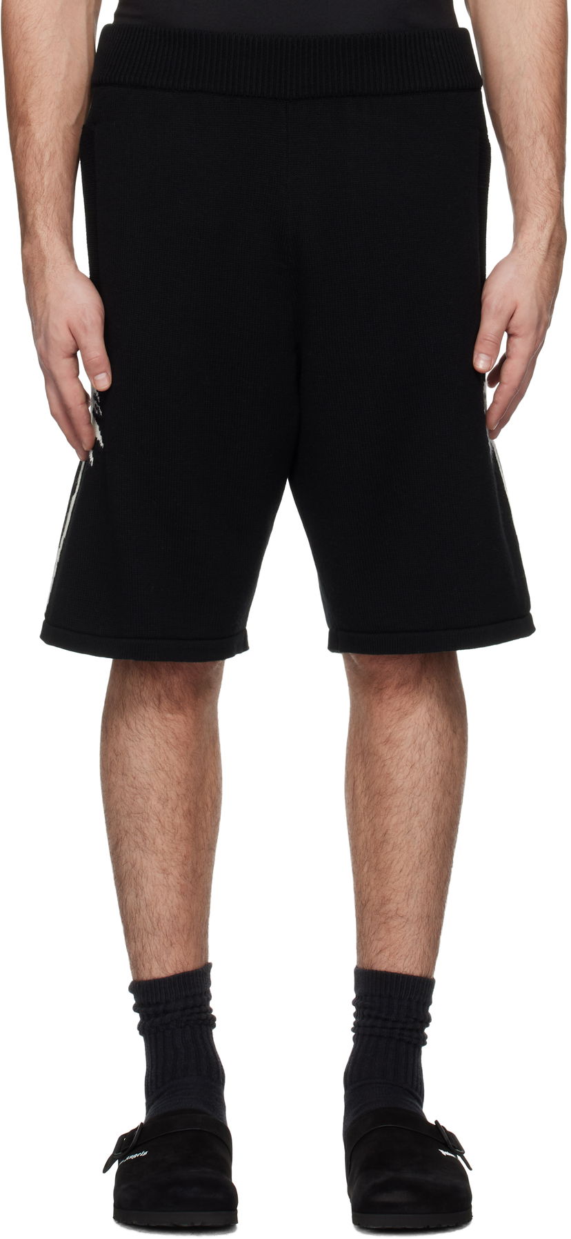 Kratke hlače Palm Angels Knitted Palms Shorts Črna | PMHM012S25KNI0021003