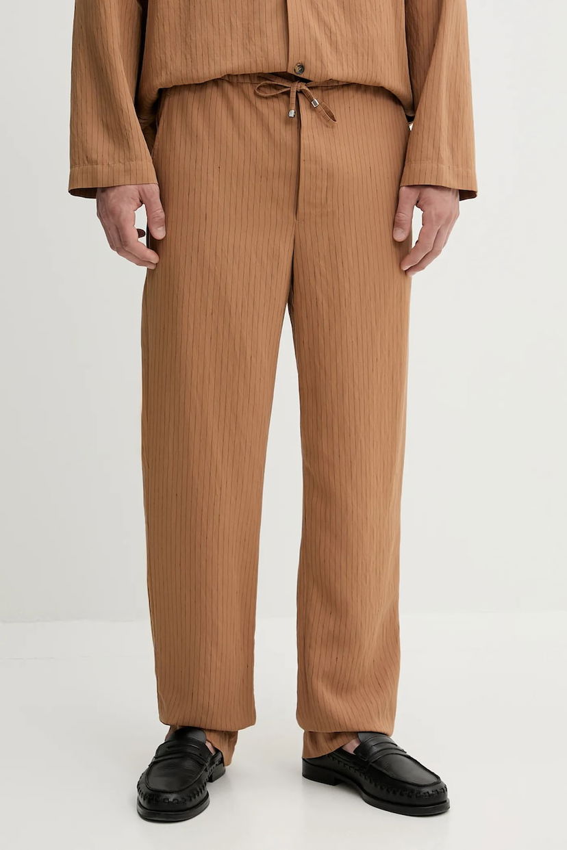 Hlače Nanushka Nanushka DEMIS Striped Casual Trousers Rjava | NM25SSPA11675