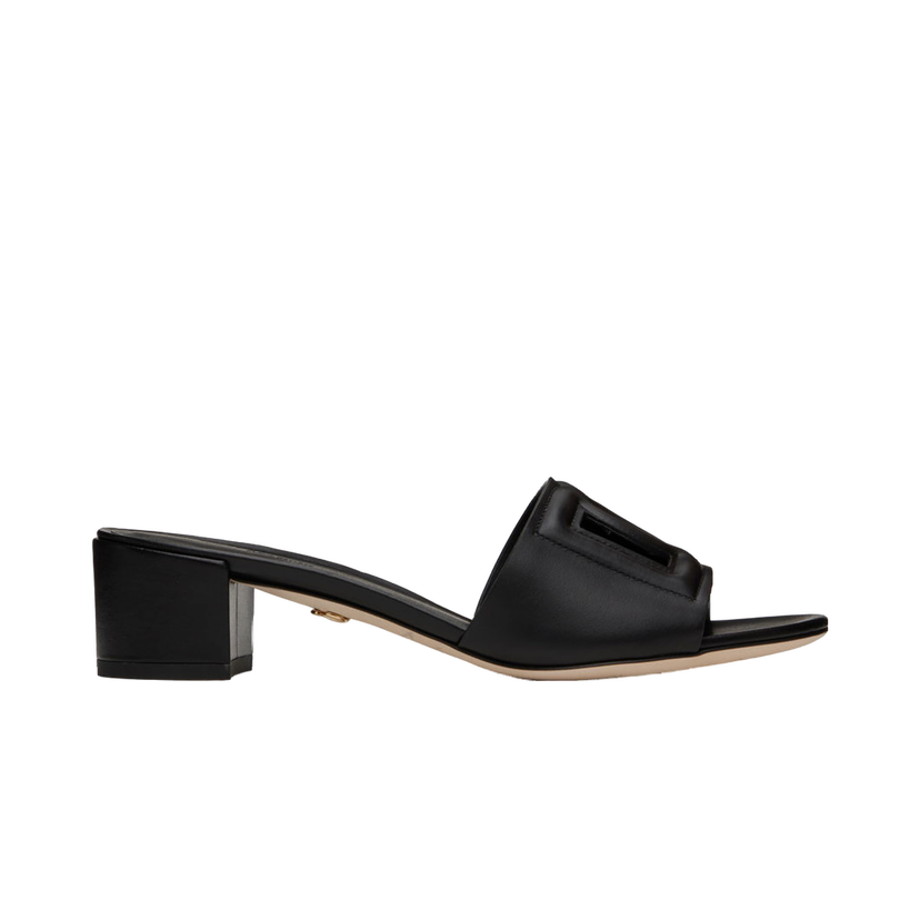 Superge in čevlji Dolce & Gabbana Heeled Leather Sandals Črna | CR1139 AY329