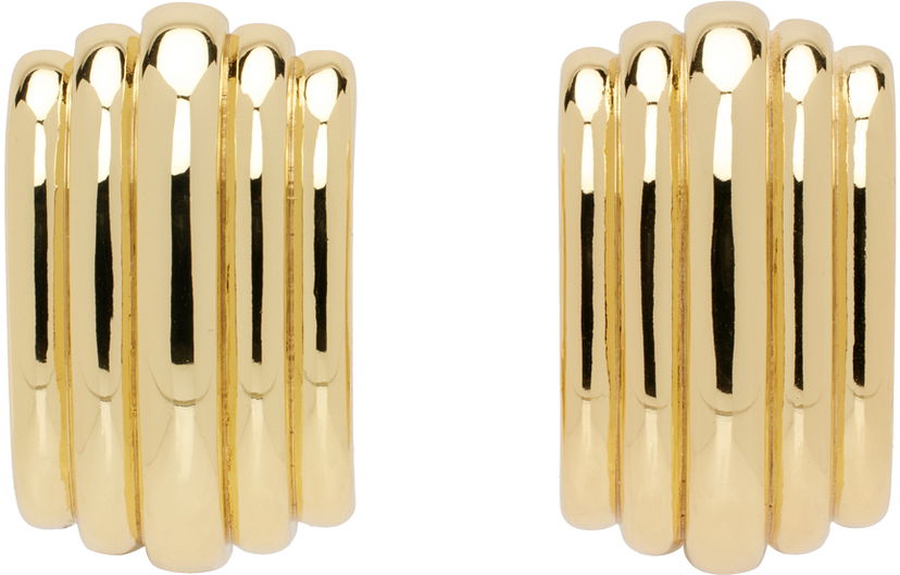 Uhani Anine Bing Chunky Ribbed Earrings Kovinski | A-15-3402-920