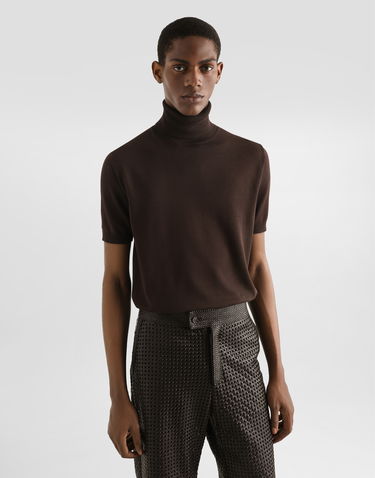 Pleteni pulover Dolce & Gabbana Dolce & Gabbana Short-Sleeved Turtleneck Top Rjava | GXW49TJBCFVM3977, 3