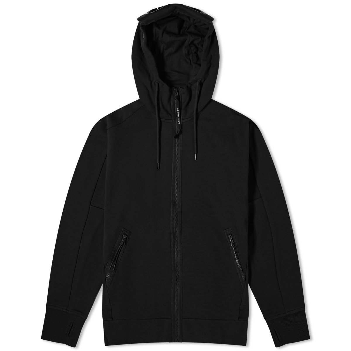 Pulover C.P. Company Diagonal Raised Fleece Goggle Zipped Hoodie Črna | CMSS082A-005086W-999, 0