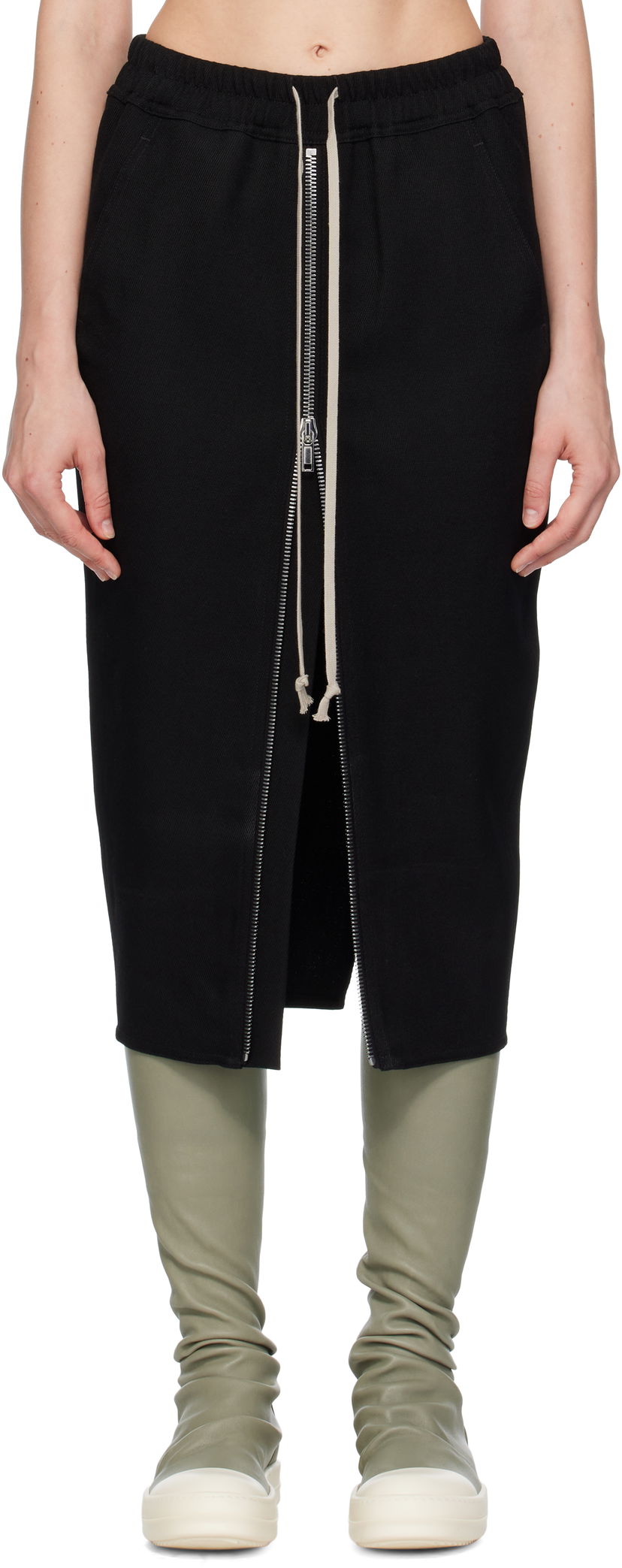 Krila Rick Owens Rick Owens Zipped Short Pillar Midi Skirt Črna | RP02E4375 WD