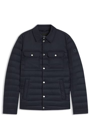 Jakna BOSS Water-repellent Down Jacket with Chest Pockets Mornarica | 50540456