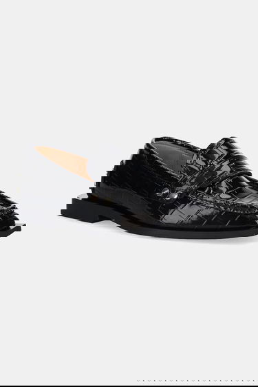 Superge in čevlji GANNI GANNI Studs Square Toe Shiny Croco Loafers Črna | S3014, 0