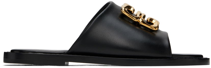 Nega čevljev Givenchy Givenchy 4G Liquid Flat Mule Sandals Črna | BE3099E28M001