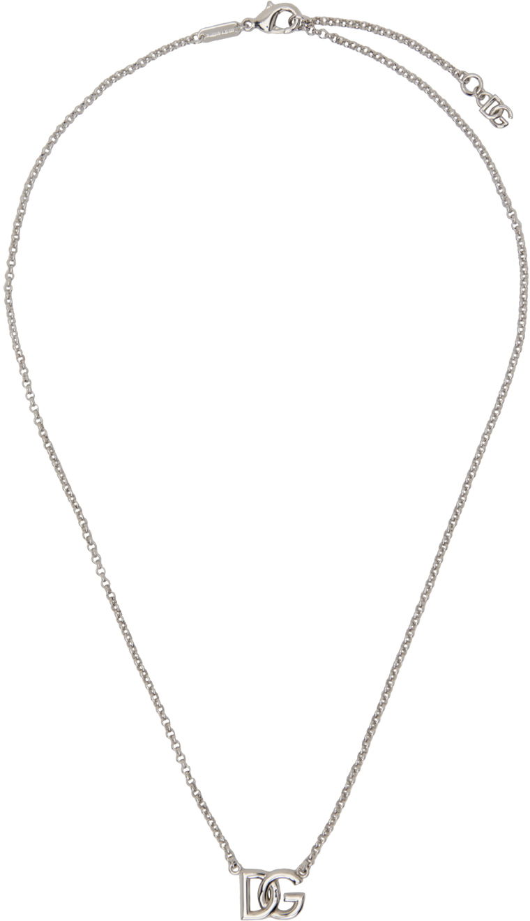 Ogrlica Dolce & Gabbana Silver Rolo Chain 'DG' Necklace Kovinski | WNN5W3W1111