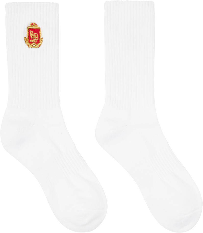 Nogavice Rhude Rhude Embroidered Chevron Crest Socks Bela | RHPS25SO01117