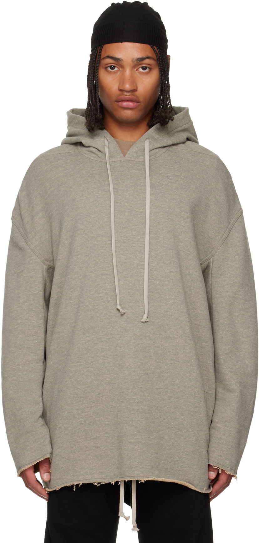 Pulover Rick Owens Rick Owens DRKSHDW Concordians Peter Oversized Raw-Edge Pullover Hoodie Siva | DU02E7280 FGM