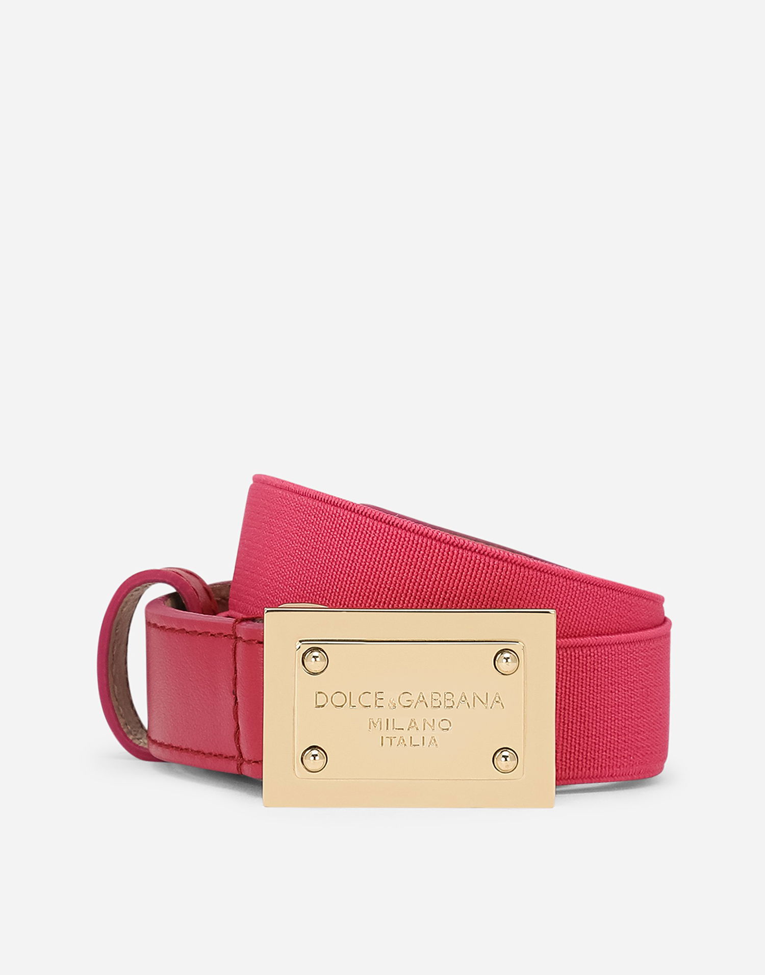 Pasovi Dolce & Gabbana Dolce & Gabbana Stretch Fabric Belt with Logo Tag Roza | EE0064AE2718H420, 0