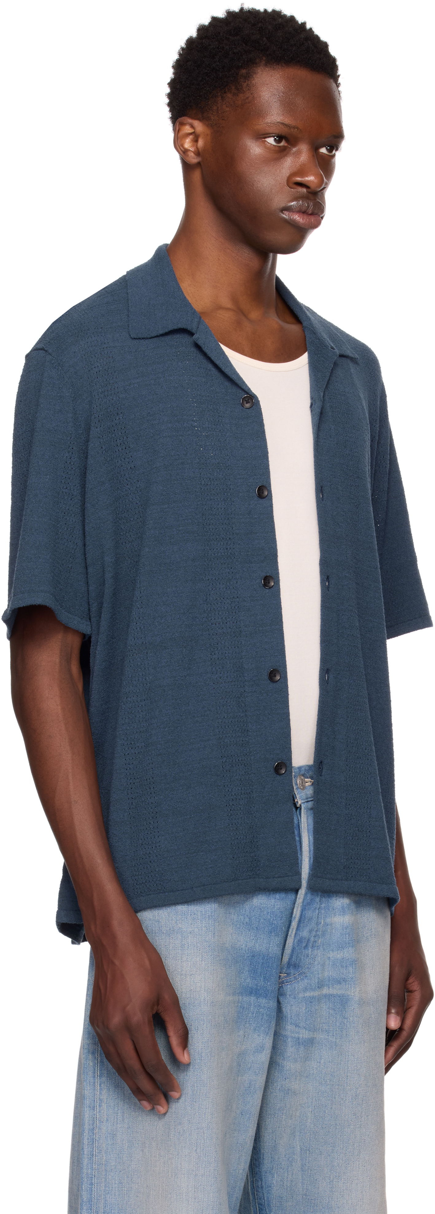 Srajce rag & bone Rag & Bone Avery Zuma Knitted Shirt Modra | MBS25P020NC20, 1