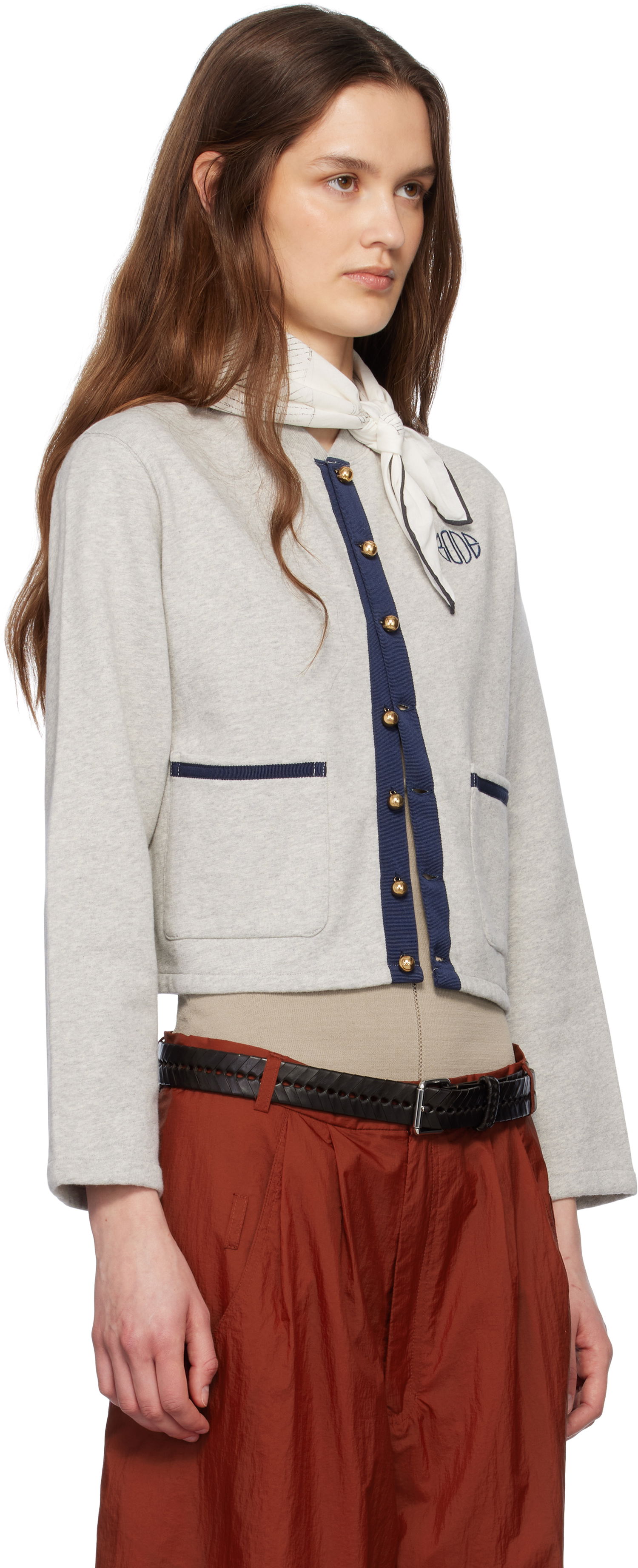 Pleteni pulover Bode Bode Heathered Cropped Cardigan Siva | WRS25CS019, 1