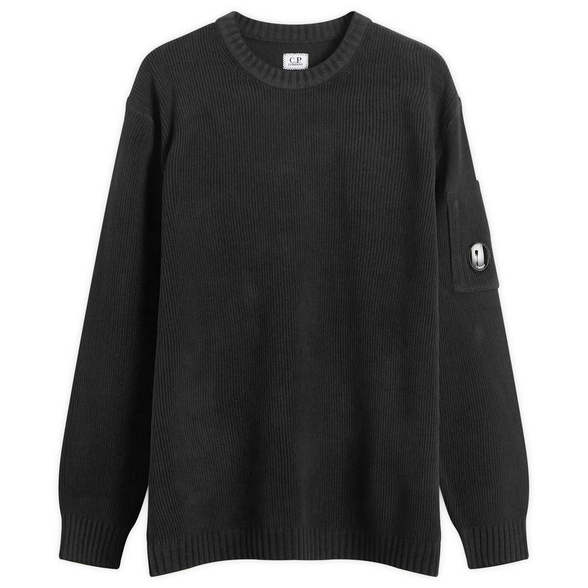 Pleteni pulover C.P. Company Chenille Ribbed Knit Jumper Črna | 19CMKN017A-005558G-999