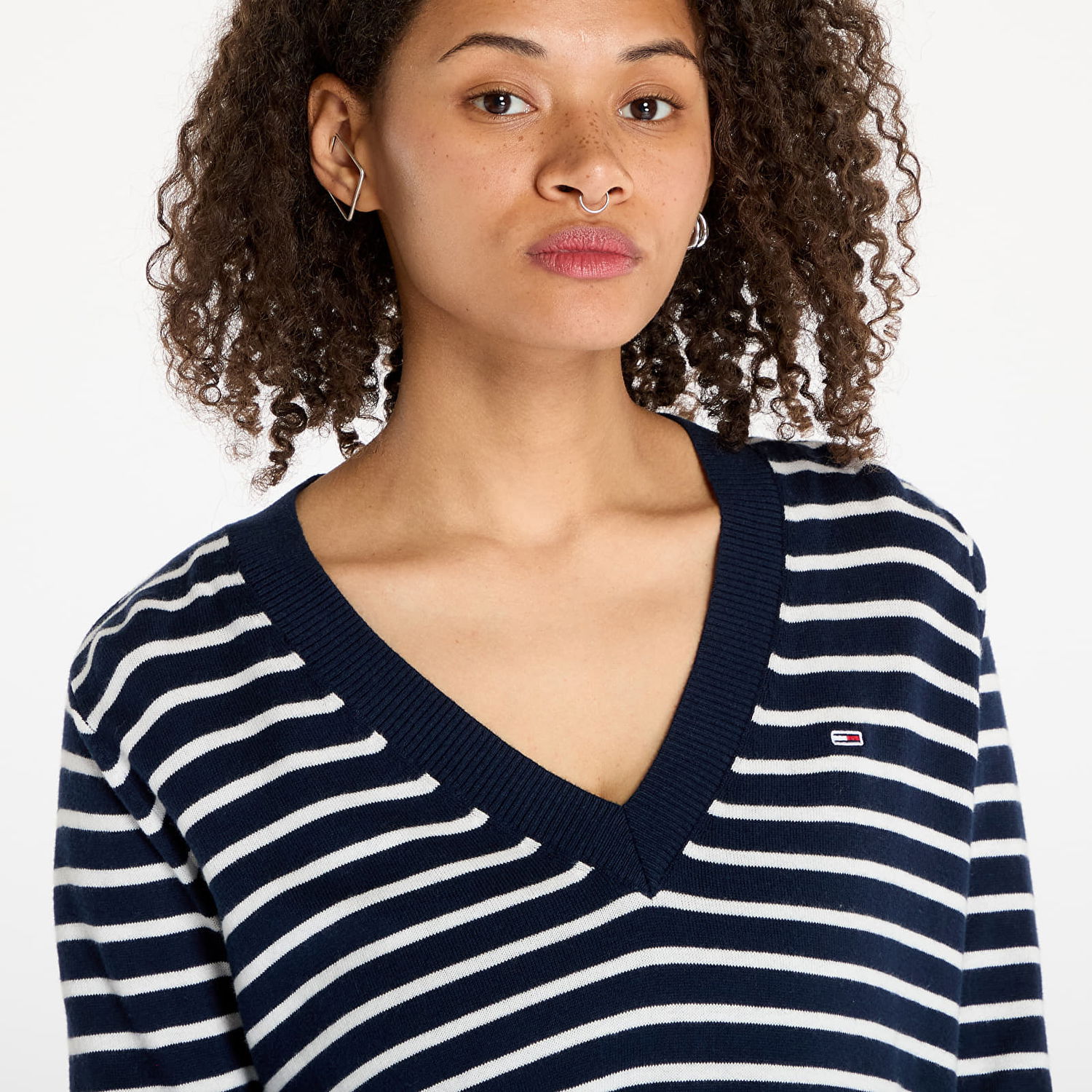 Pleteni pulover Tommy Hilfiger Essential Vneck Sweater Blue Modra | DW0DW18670 0A5, 1
