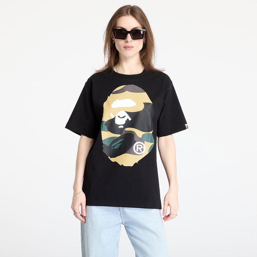 Majica BAPE A BATHING APE Giant 1St Camo Big Ape Head Tee Črna | 001TEL301015MBKD
