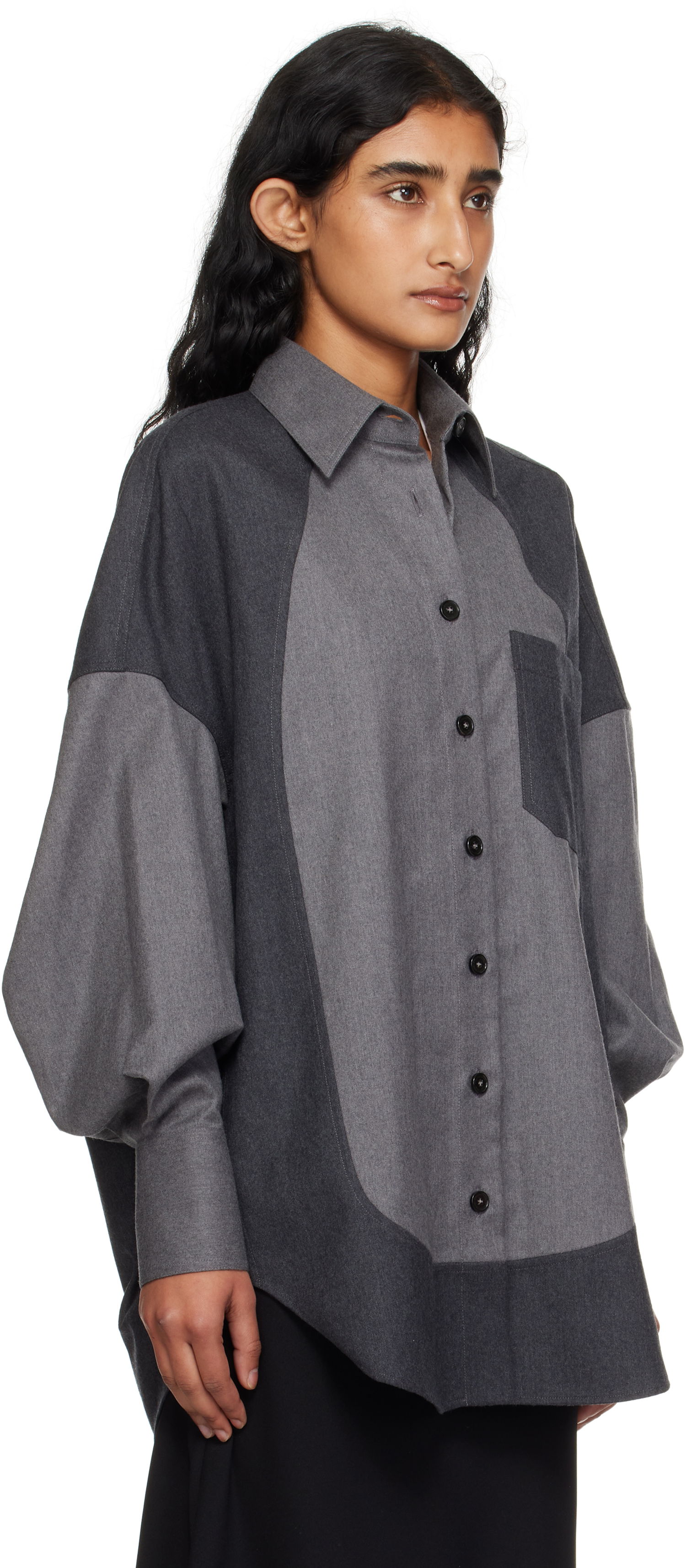 Srajce Stella McCartney Stella McCartney Mixed Flannel Shirt Siva | 6201593CU703, 1