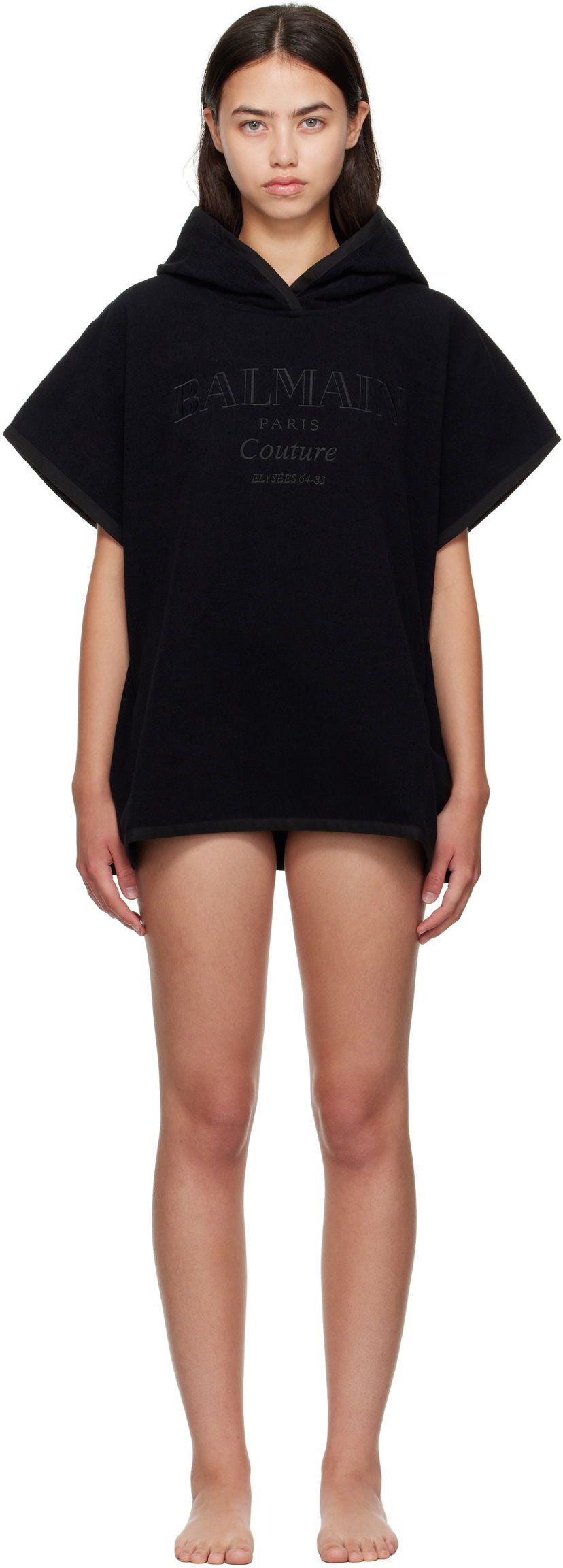 Kopalke Balmain Balmain Couture Hooded Cover-up Črna | BKP472400