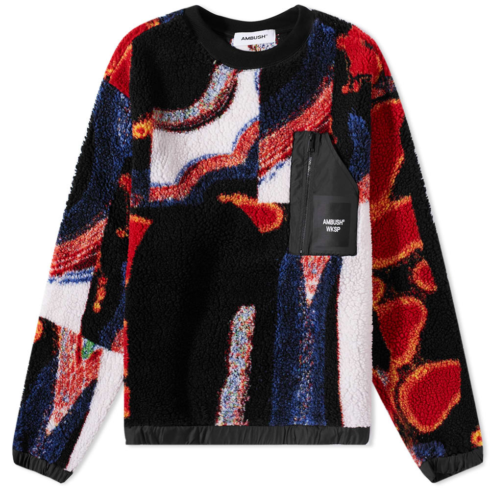 Pleteni pulover Ambush Printed Fleece Crewneck Bordo | BMBA027F22FAB0018410, 0