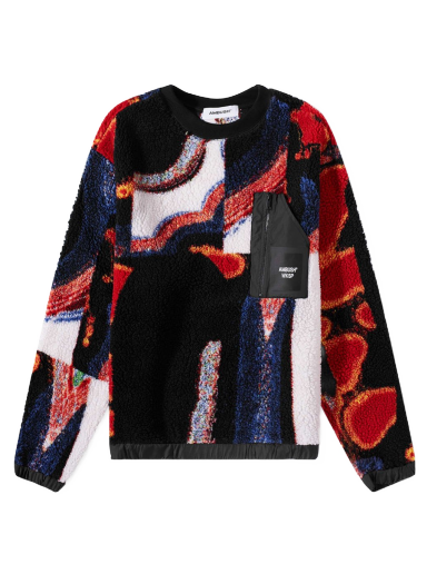 Pleteni pulover Ambush Printed Fleece Crewneck Bordo | BMBA027F22FAB0018410