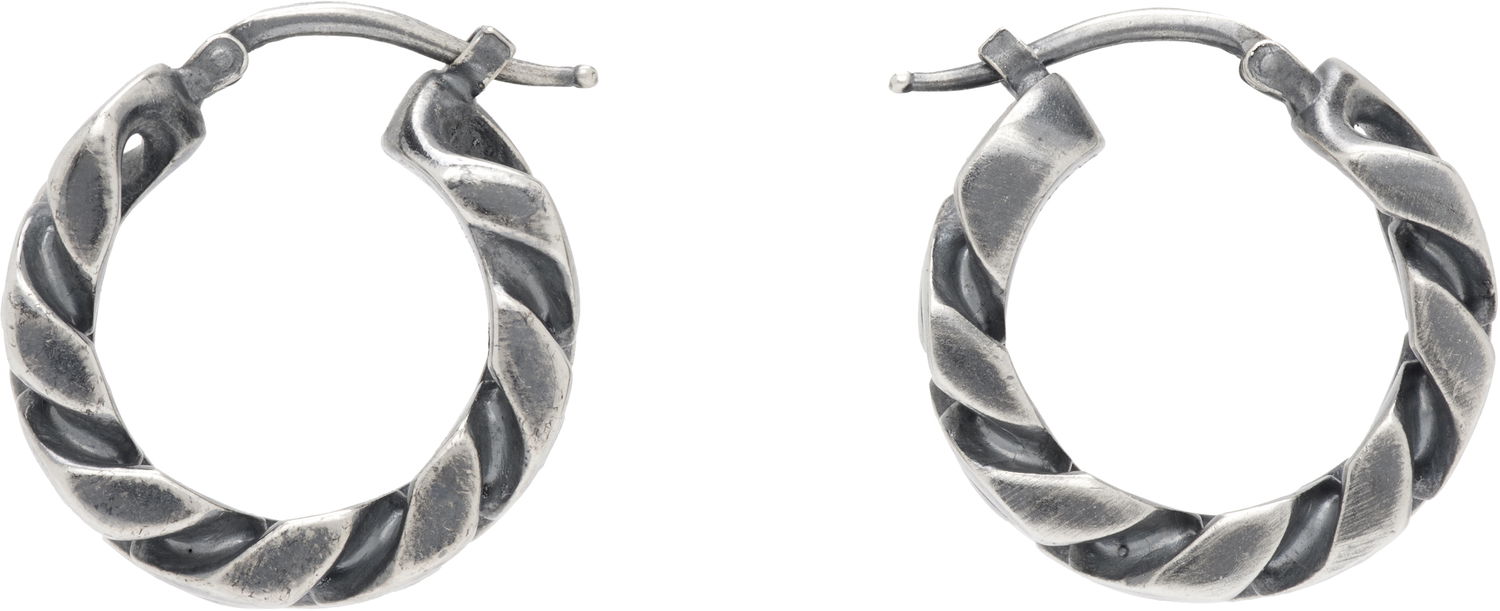 Uhani Maison Margiela MM6 Maison Margiela Silver Twisted Hoop Earrings Kovinski | SM6VG0100 SV0235, 0